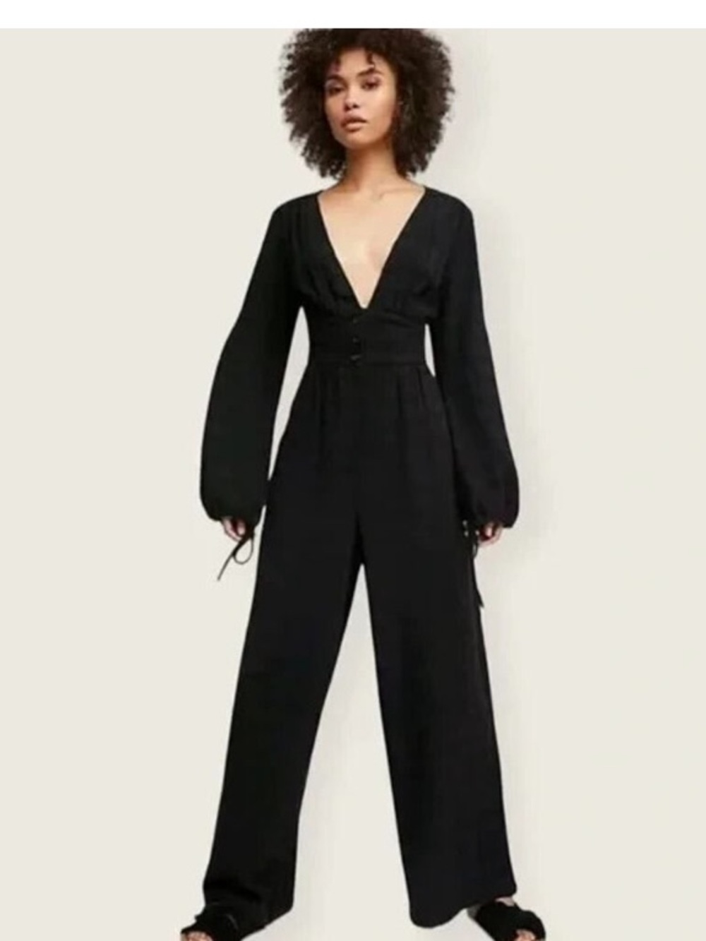 Free People True Lovin Linen Jumpsuit Jumper womens small oversized